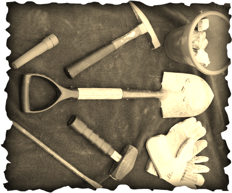 This image illustrates some of the recommended tools to use while rock collecting